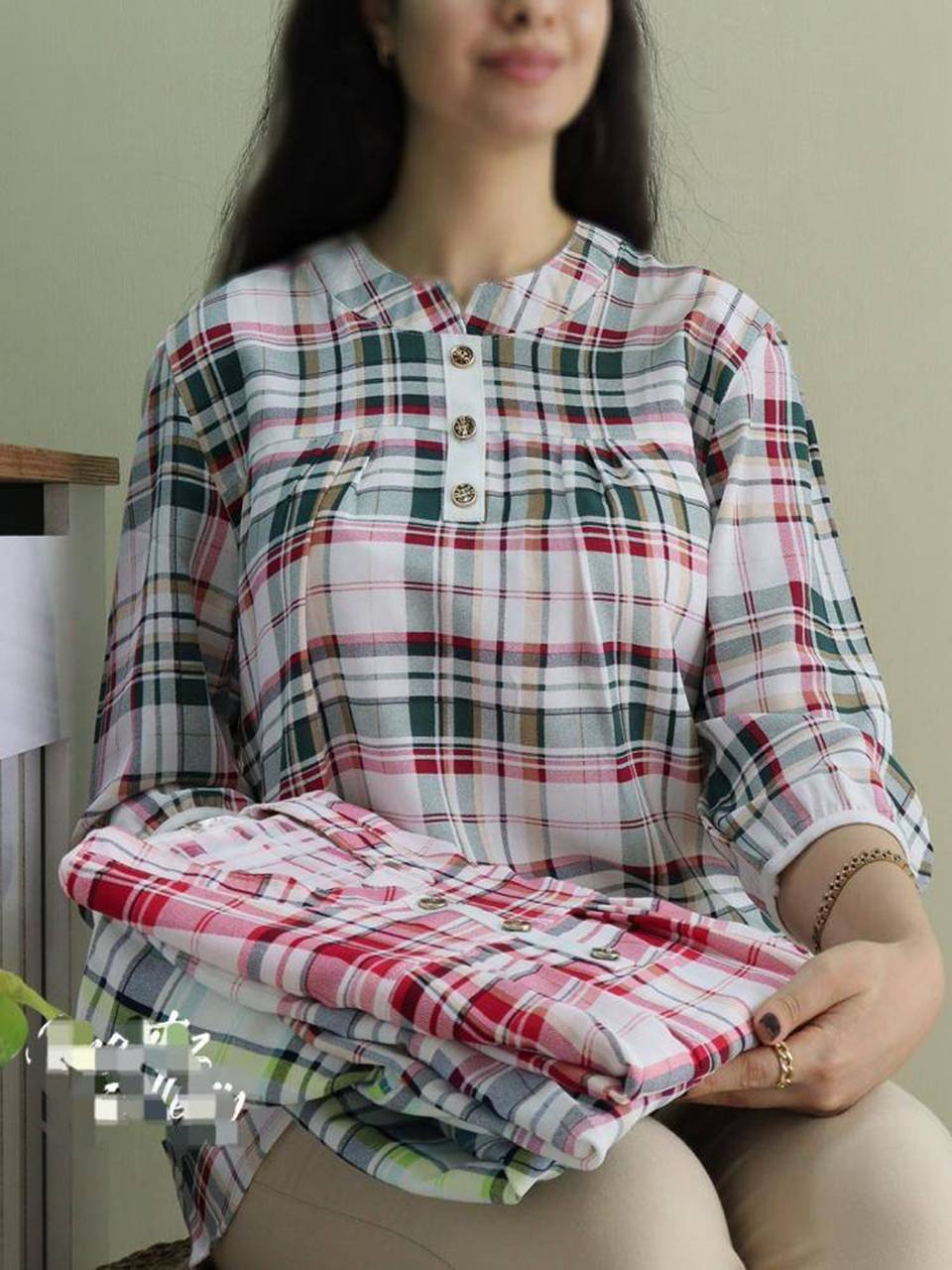 بولیز تونیک جلوبسته چهارخونه 9127